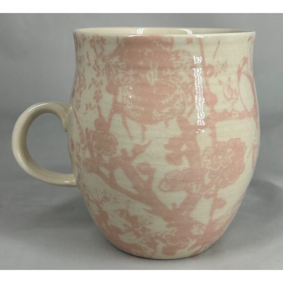 Anthropologie Letter a Initial Monogram Ceramic Mug With Pink Floral Print - Picture 3 of 5
